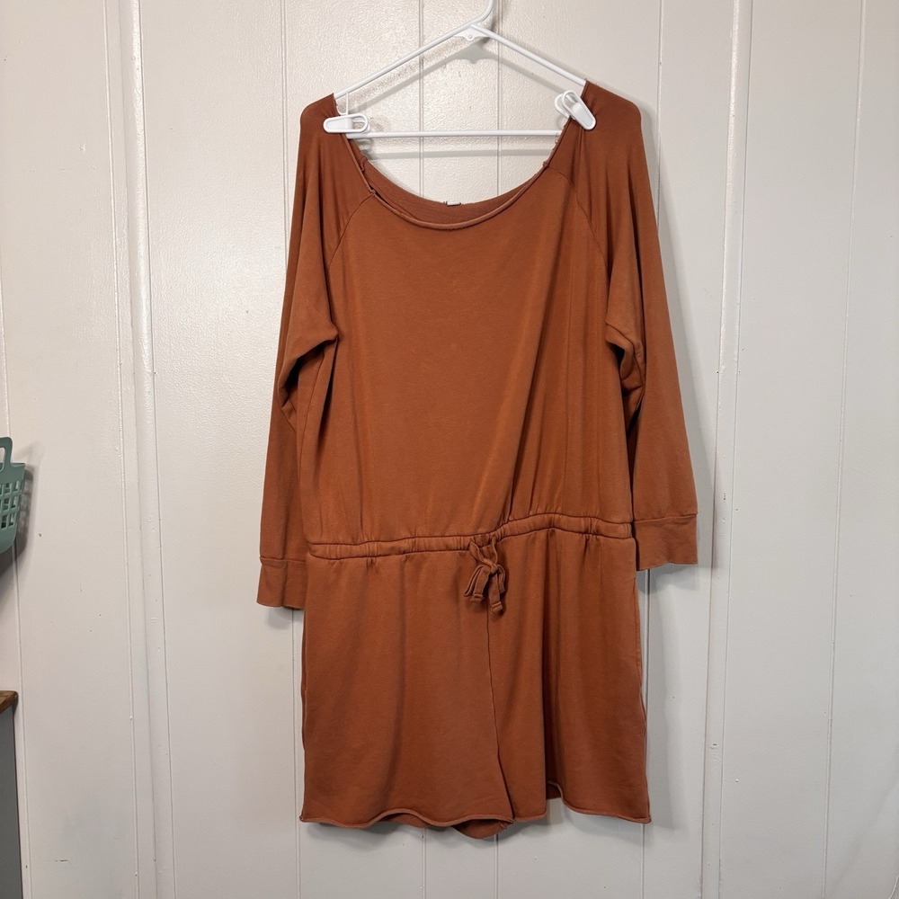 Aerie Romper‎ Shorts Long Sleeve Burnt Orange Very Comfy!! Womens XL